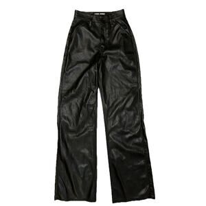 Social Tourist Feux Leather Pants Black Waist 24 Size 0R Ultra High Rise Baggy